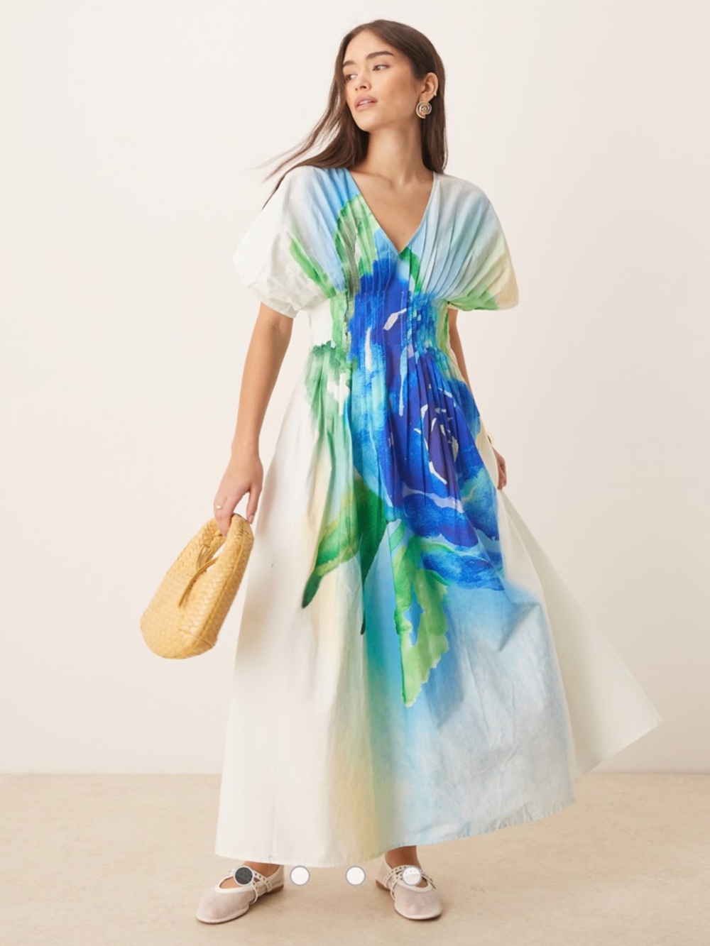 ASOS DESIGN v neck short sleeve midi dress